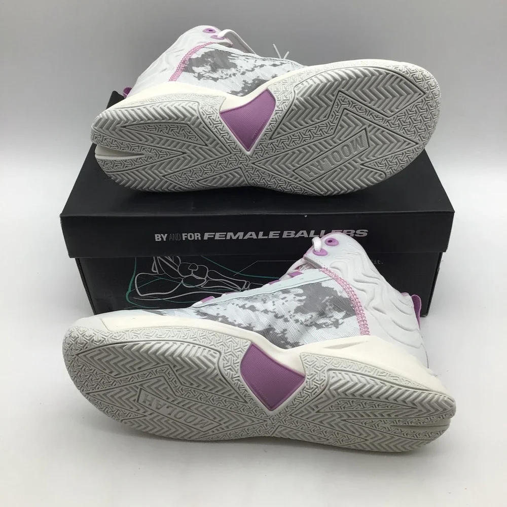 Moolah Kicks Press Break v2 Youth Size 6.5 Basketball Shoes Grey Purple NEW